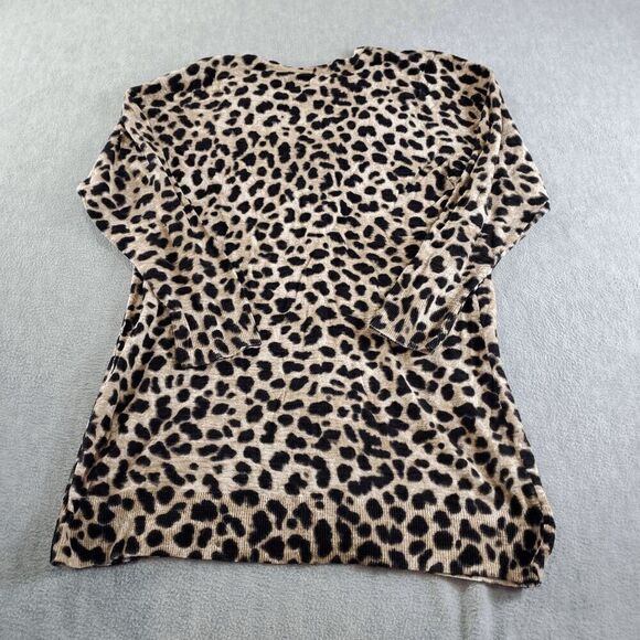 Torrid Cardigan Womens 2 Tan Cotton Leopard Print Sweater Knit V Neck Button Fro - Picture 10 of 11